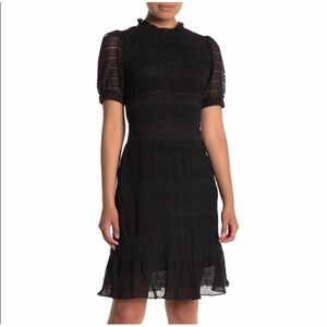 NWT Velvet by Graham &‎ Spencer Women's Black Lace-Trim Midi Dress Size S Anthro